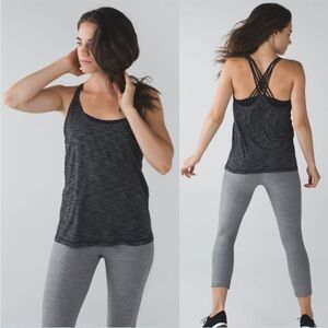 Lululemon Sunset Salutations 2-in-1 Tank Top Heathered Black Grey Size 2